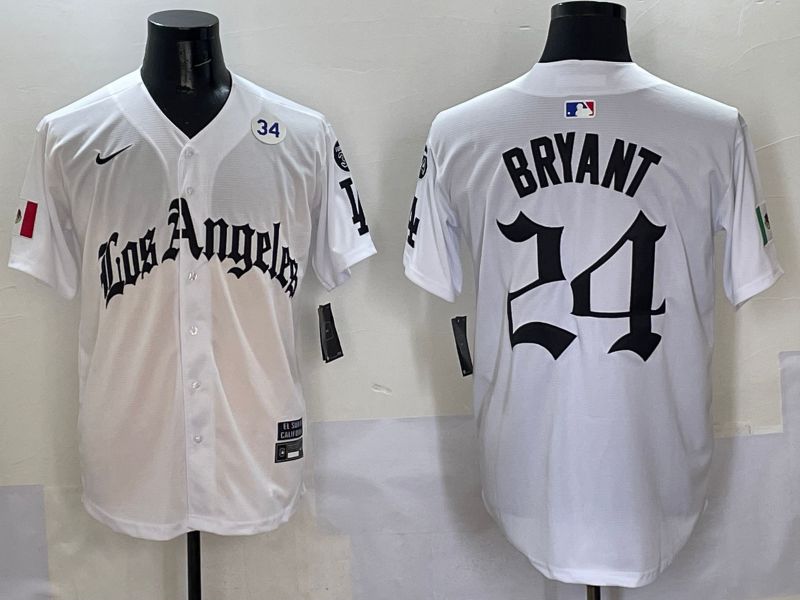 Men Los Angeles Dodgers #24 Bryant White Five generations Joint Name 2025 Nike MLB Jersey style 12